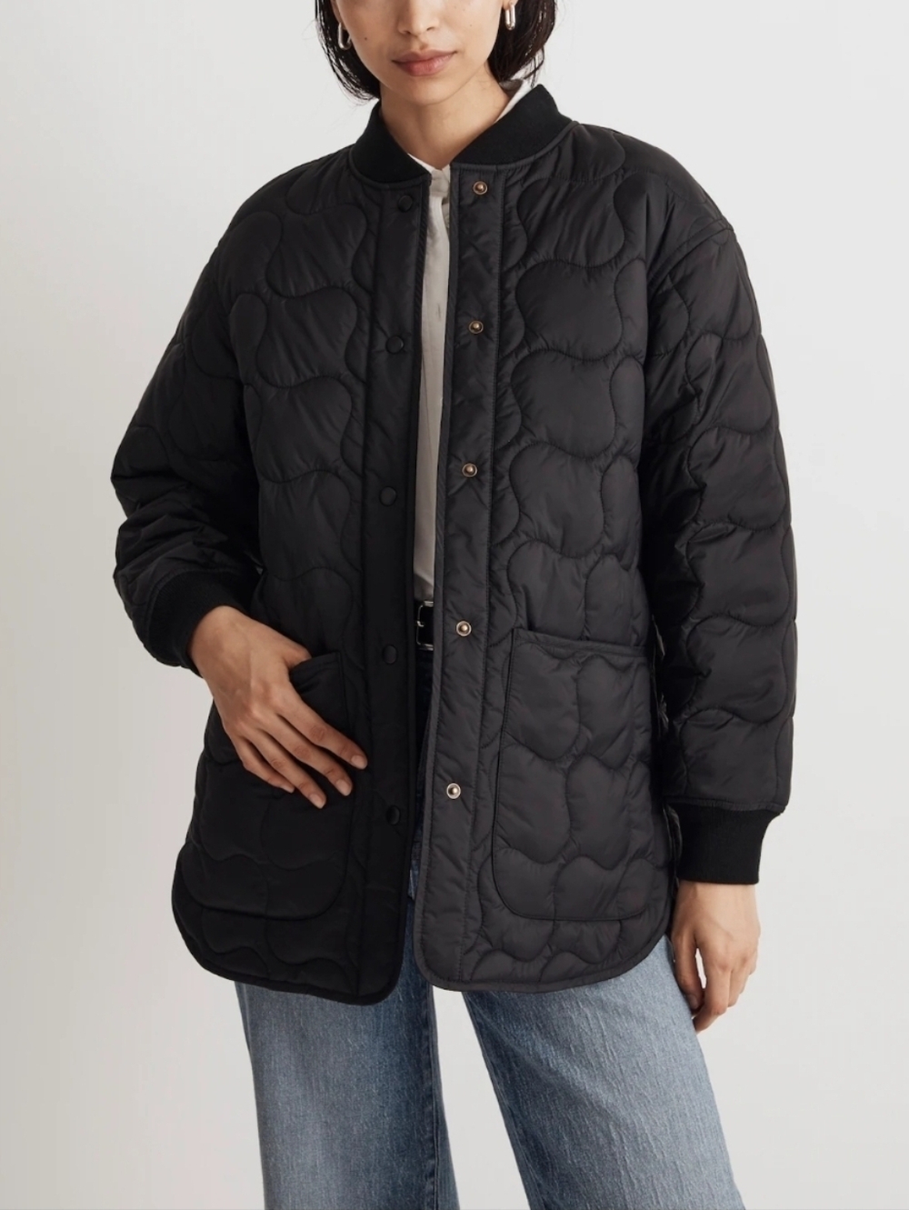 Madewell Quilted Oversized Bomber Jacket Sz Med